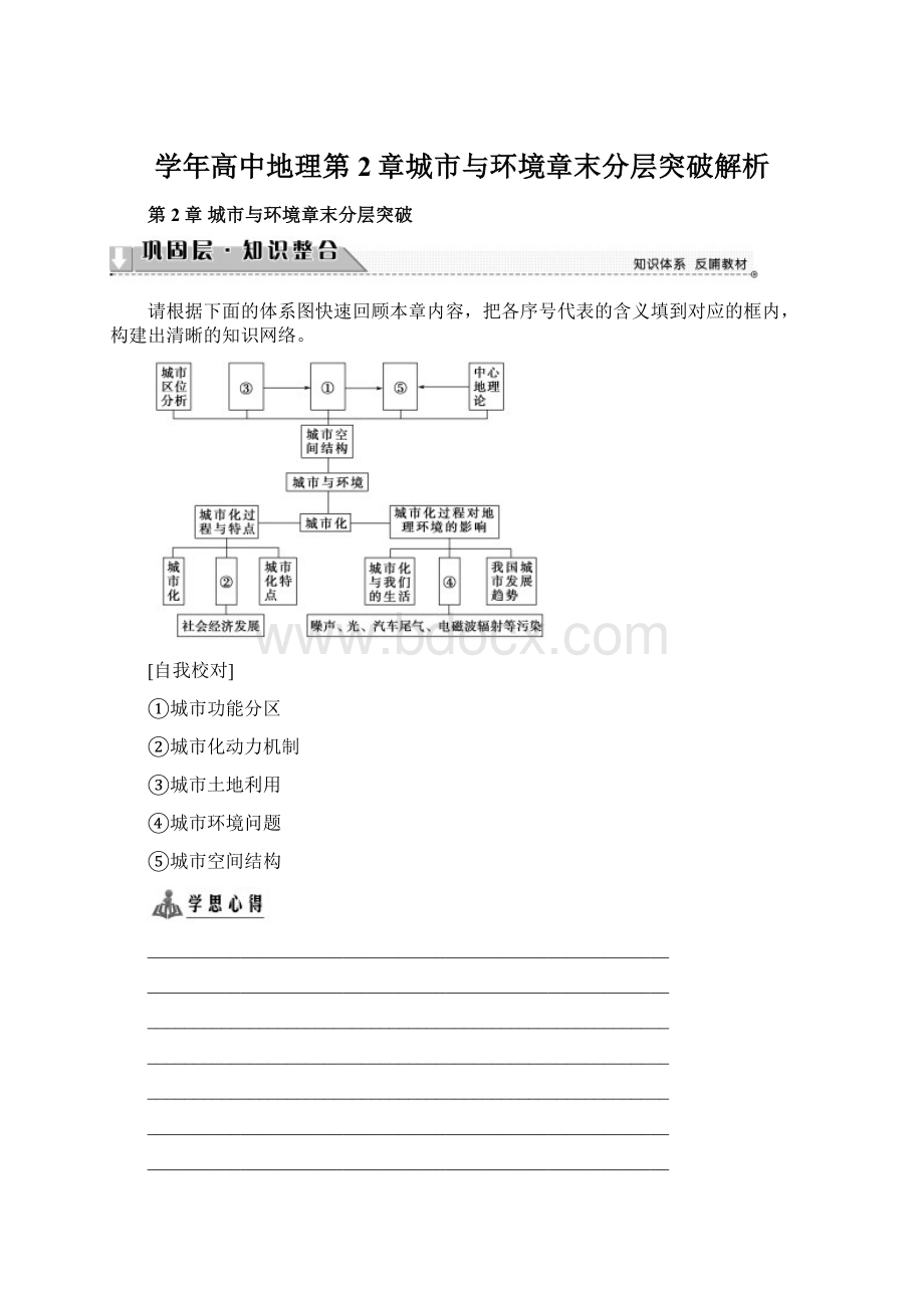 学年高中地理第2章城市与环境章末分层突破解析.docx_第1页