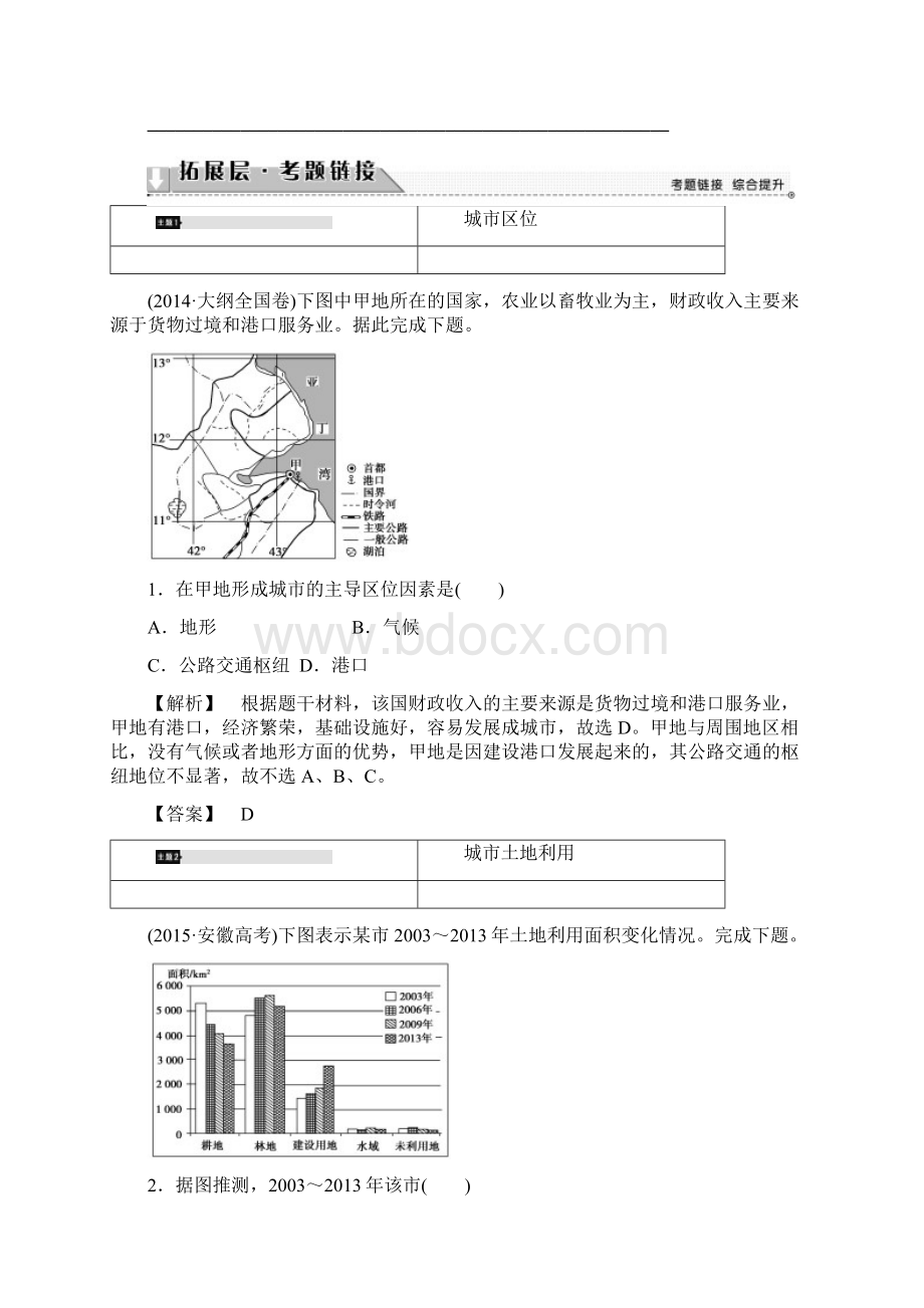 学年高中地理第2章城市与环境章末分层突破解析.docx_第2页