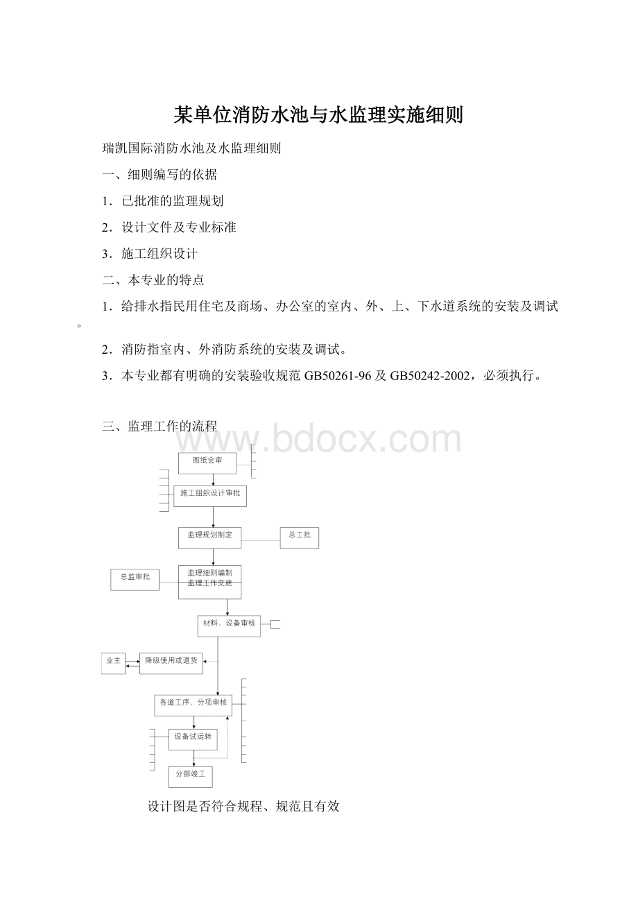 某单位消防水池与水监理实施细则Word格式.docx