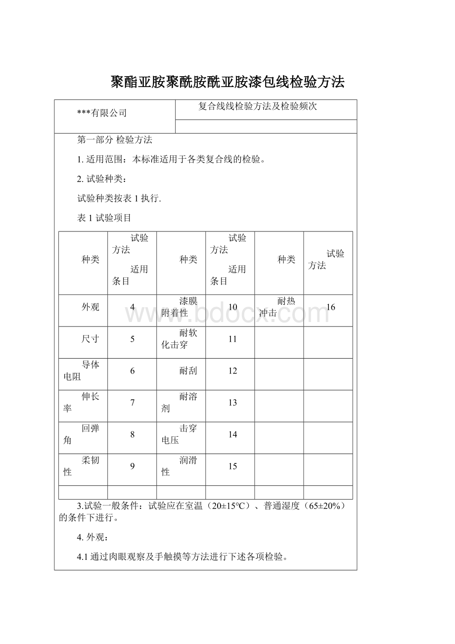 聚酯亚胺聚酰胺酰亚胺漆包线检验方法.docx_第1页