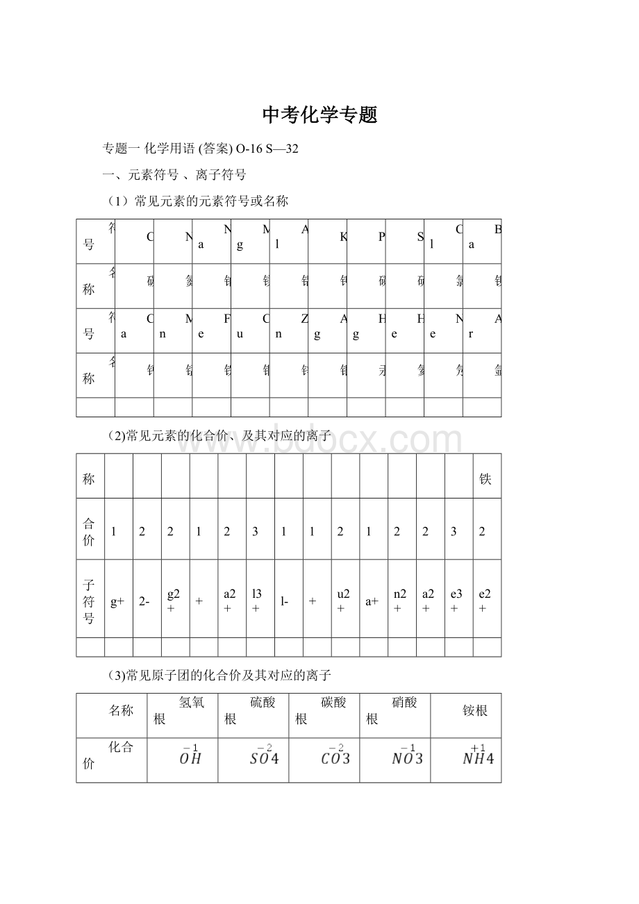 中考化学专题Word下载.docx