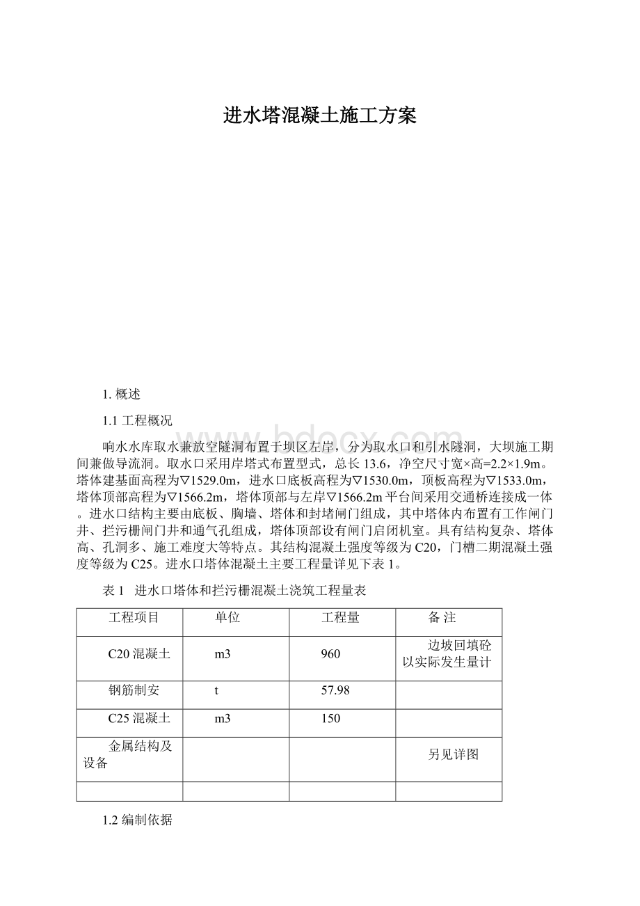 进水塔混凝土施工方案.docx