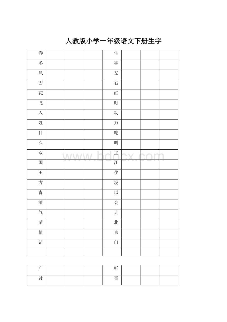 人教版小学一年级语文下册生字Word文档格式.docx