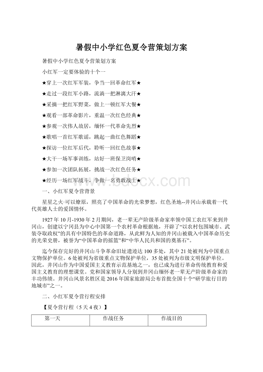 暑假中小学红色夏令营策划方案文档格式.docx_第1页