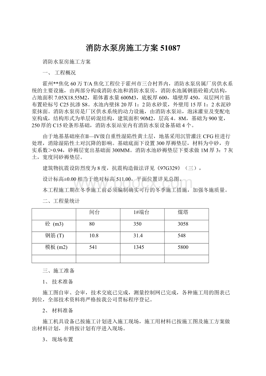 消防水泵房施工方案51087.docx