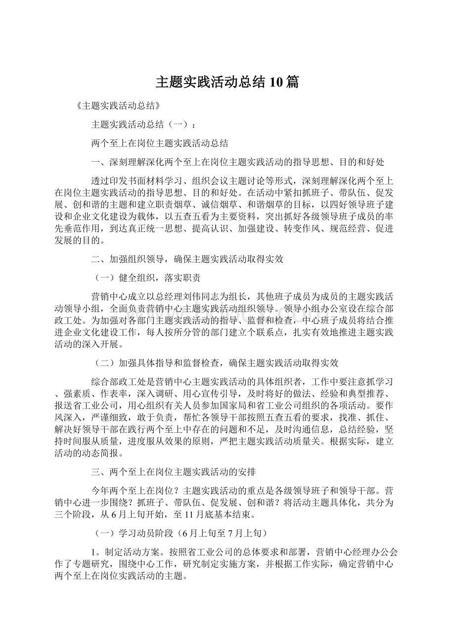 主题实践活动总结10篇.docx