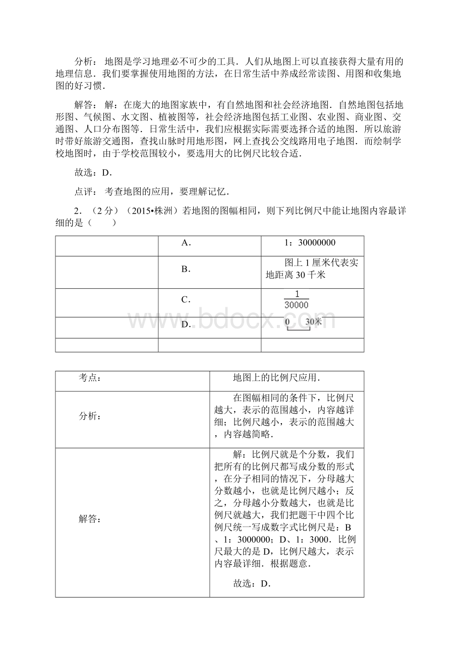 地理中考试题分类汇编地图种类和三要素Word下载.docx_第3页