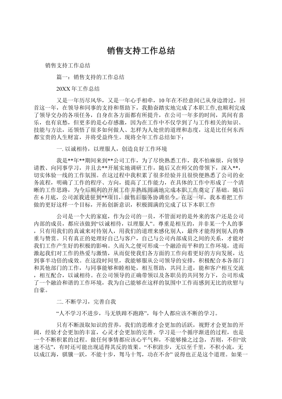 销售支持工作总结文档格式.docx_第1页