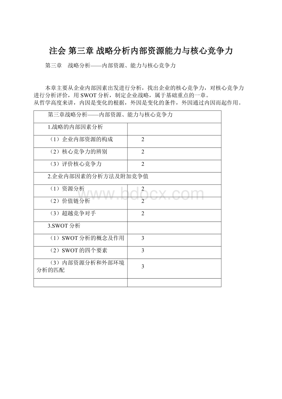 注会 第三章 战略分析内部资源能力与核心竞争力.docx_第1页