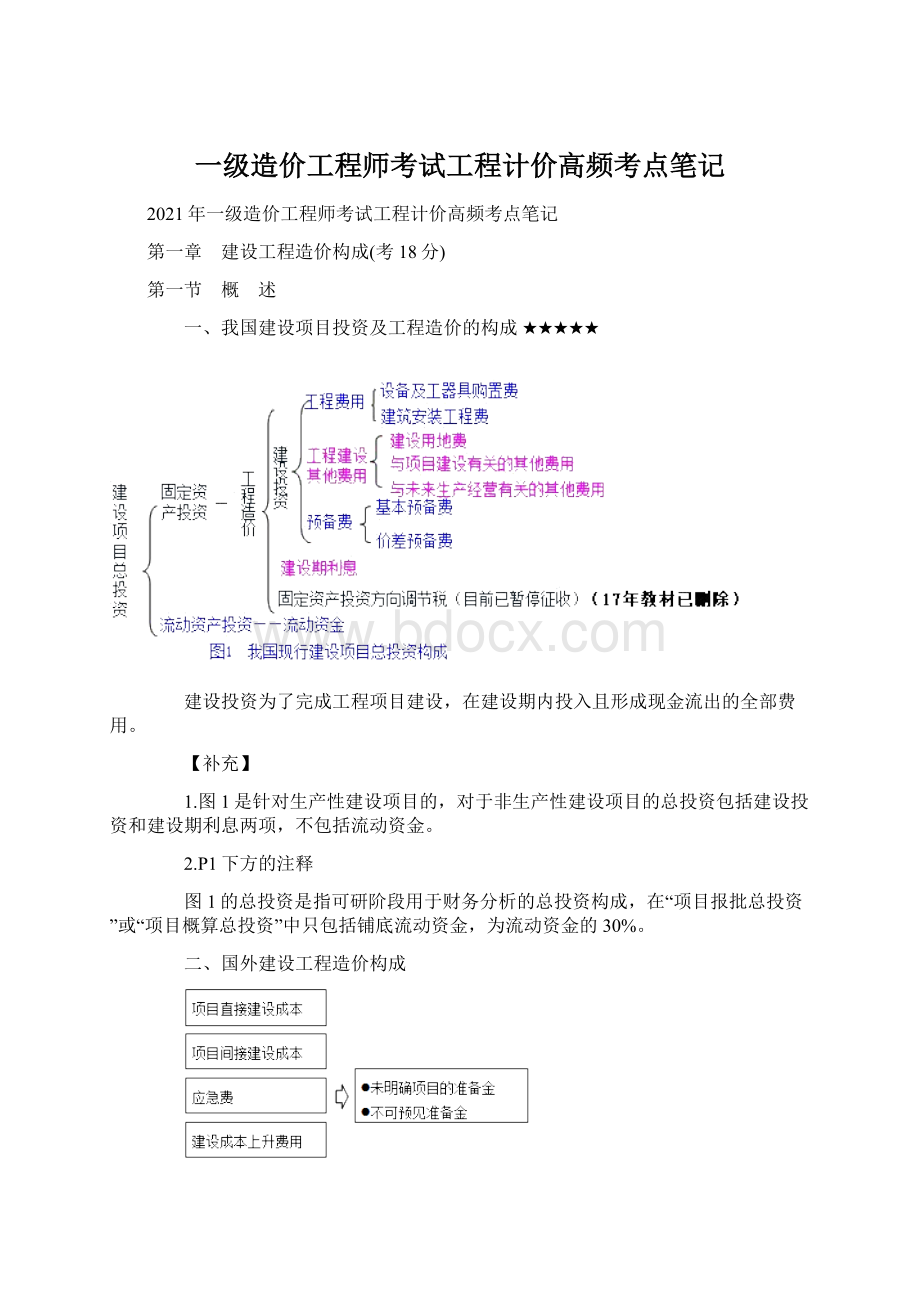 一级造价工程师考试工程计价高频考点笔记.docx_第1页