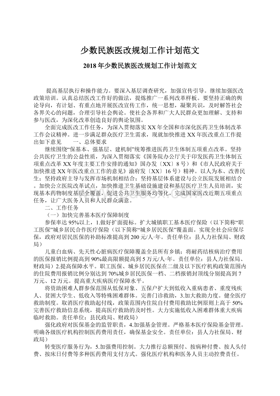 少数民族医改规划工作计划范文.docx