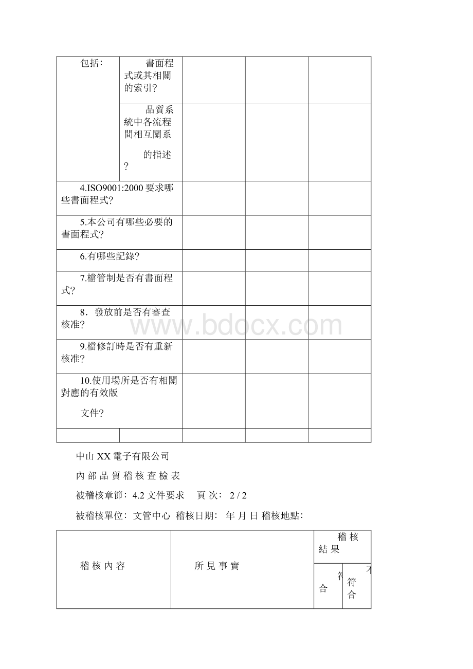 内 部 品 质 稽 核 查 检 表.docx_第3页