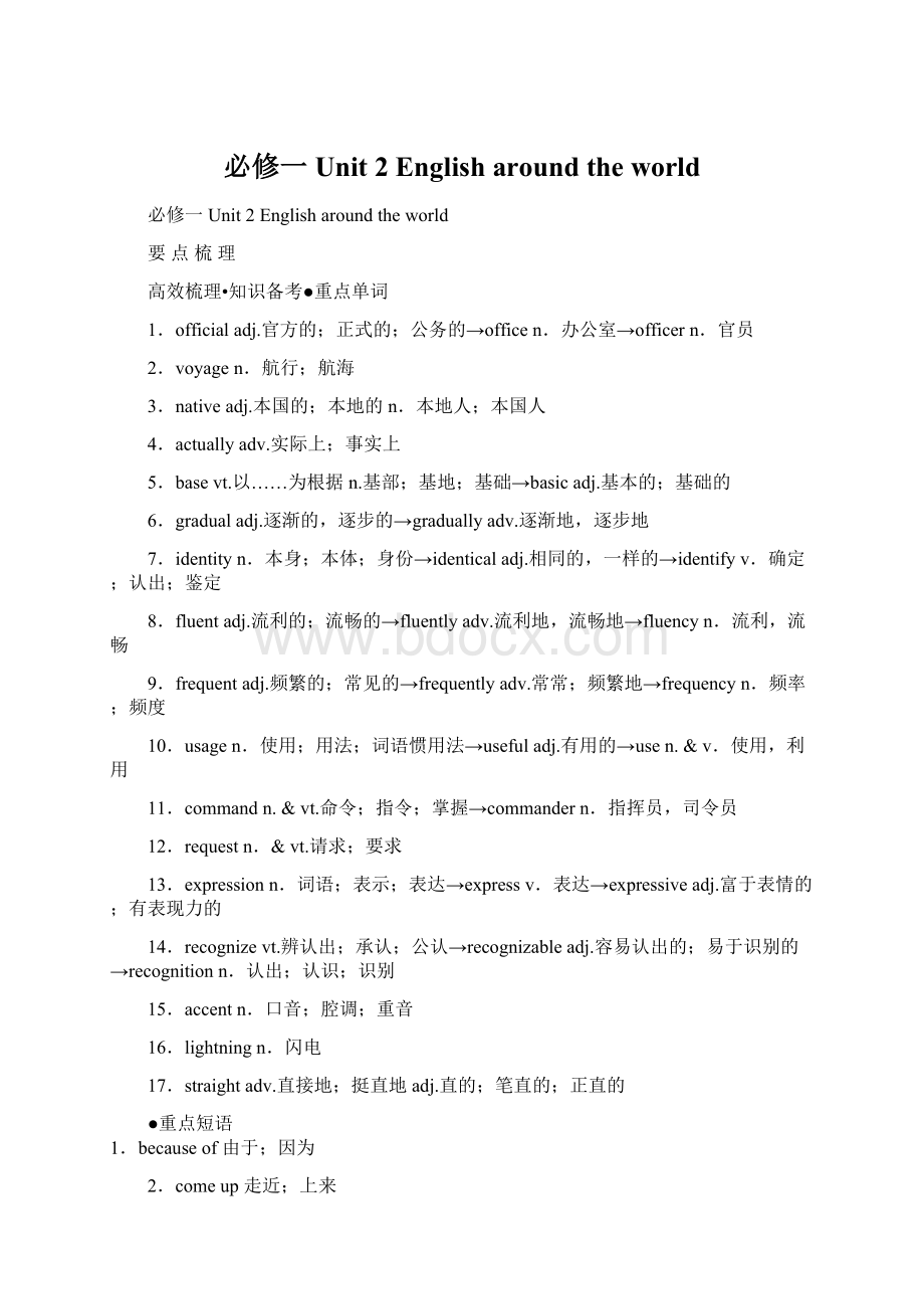 必修一Unit 2 English around the world.docx