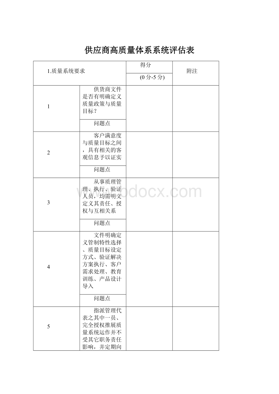 供应商高质量体系系统评估表.docx_第1页