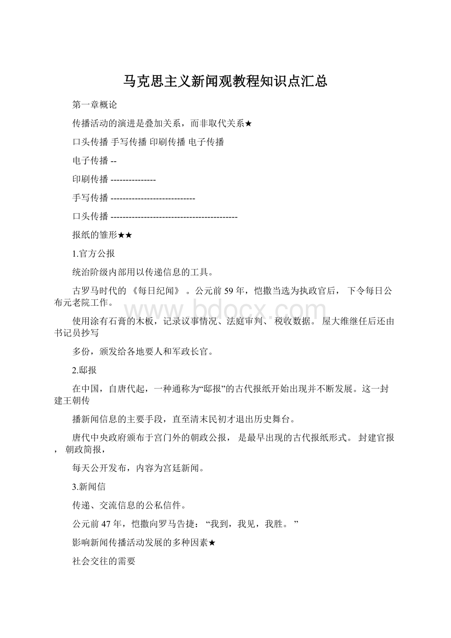 马克思主义新闻观教程知识点汇总Word文档下载推荐.docx_第1页