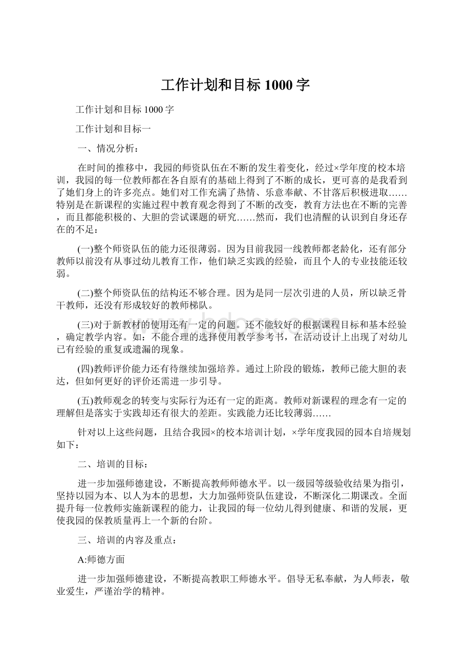 工作计划和目标1000字.docx