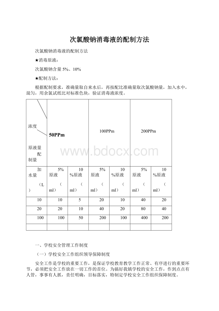 次氯酸钠消毒液的配制方法Word格式.docx