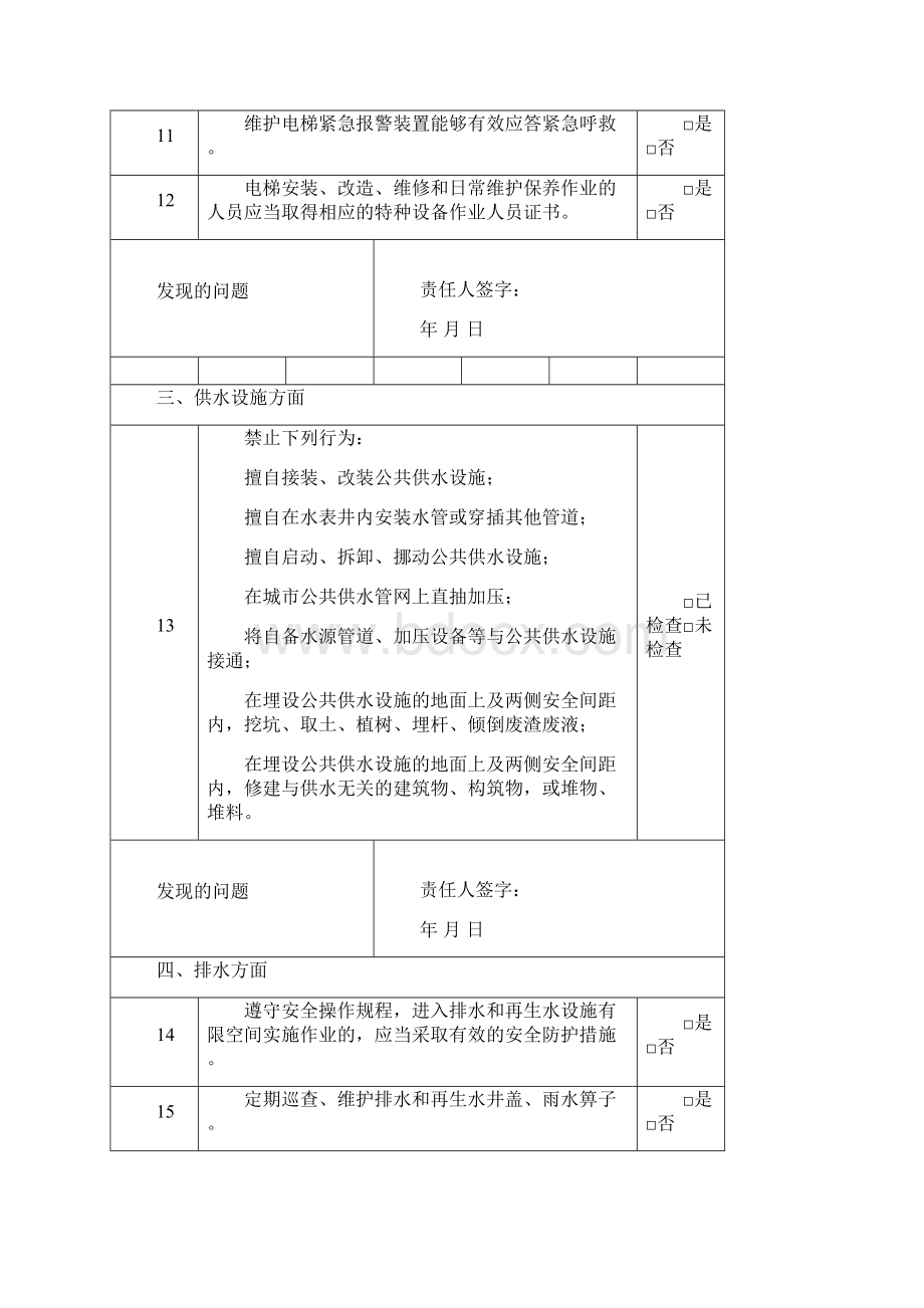 物业企业安全生产自查表Word下载.docx_第3页