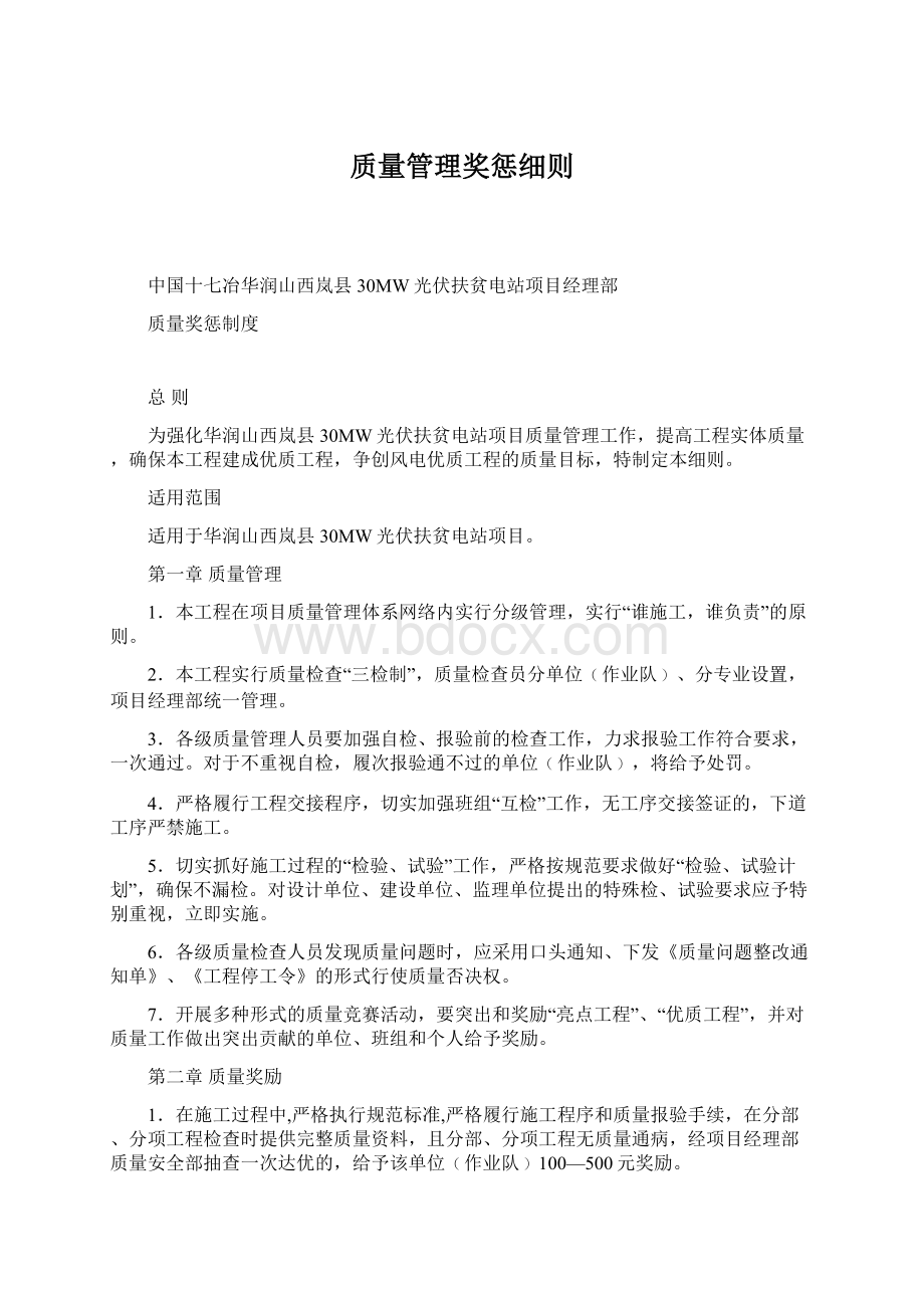 质量管理奖惩细则.docx