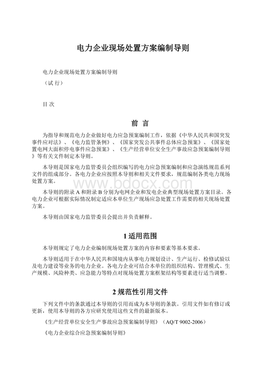 电力企业现场处置方案编制导则.docx_第1页