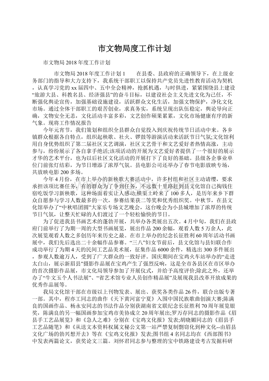 市文物局度工作计划.docx