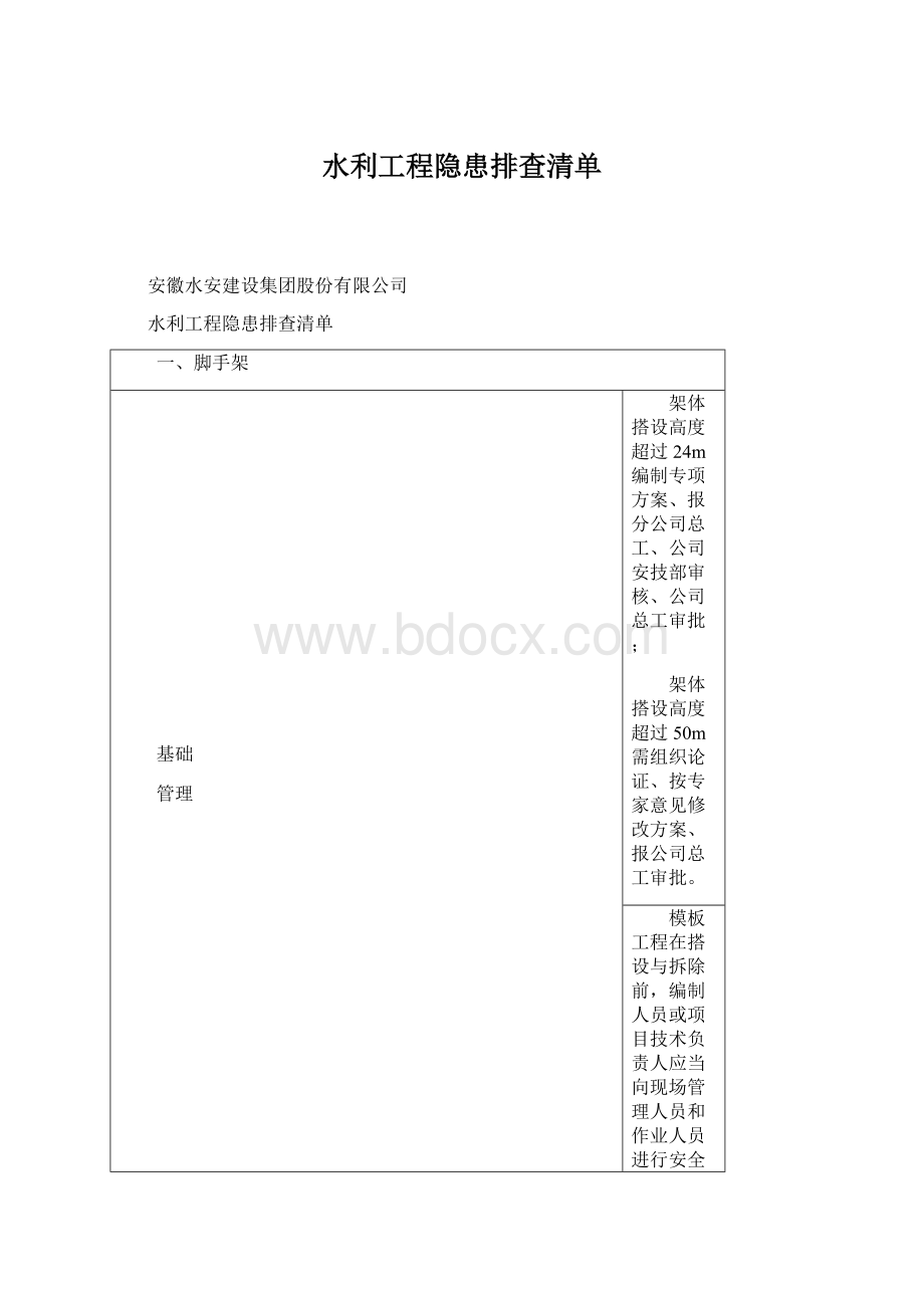 水利工程隐患排查清单.docx