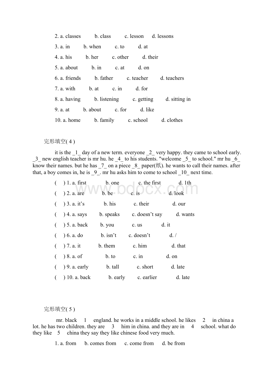 初中英语完形填空13篇及答案详解.docx_第2页