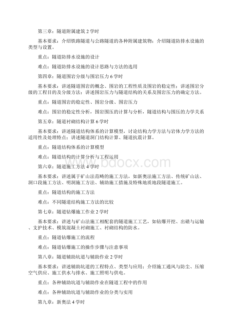 隧道工程教学大纲Word格式文档下载.docx_第2页