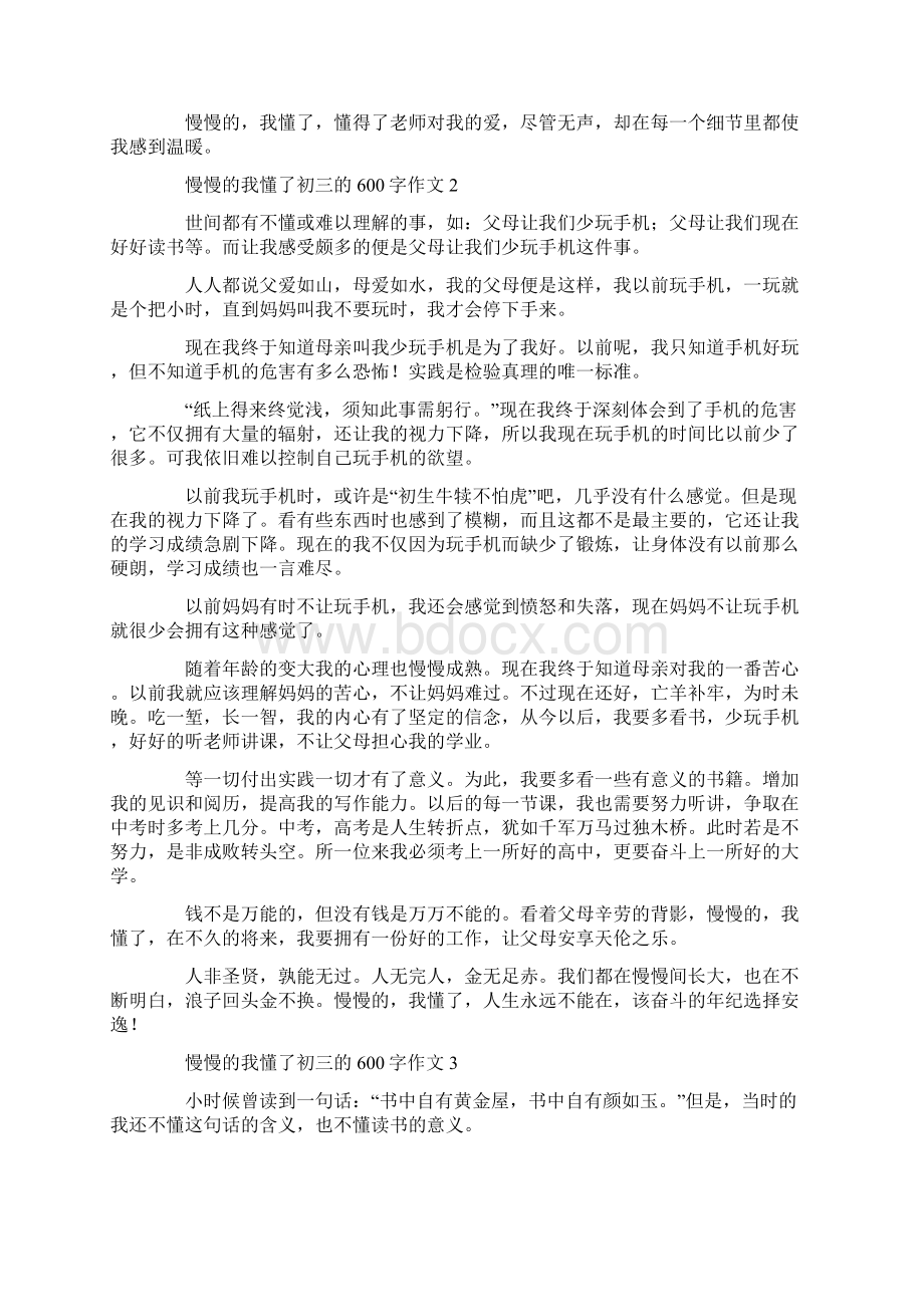 慢慢的我懂了初三的600字作文.docx_第2页