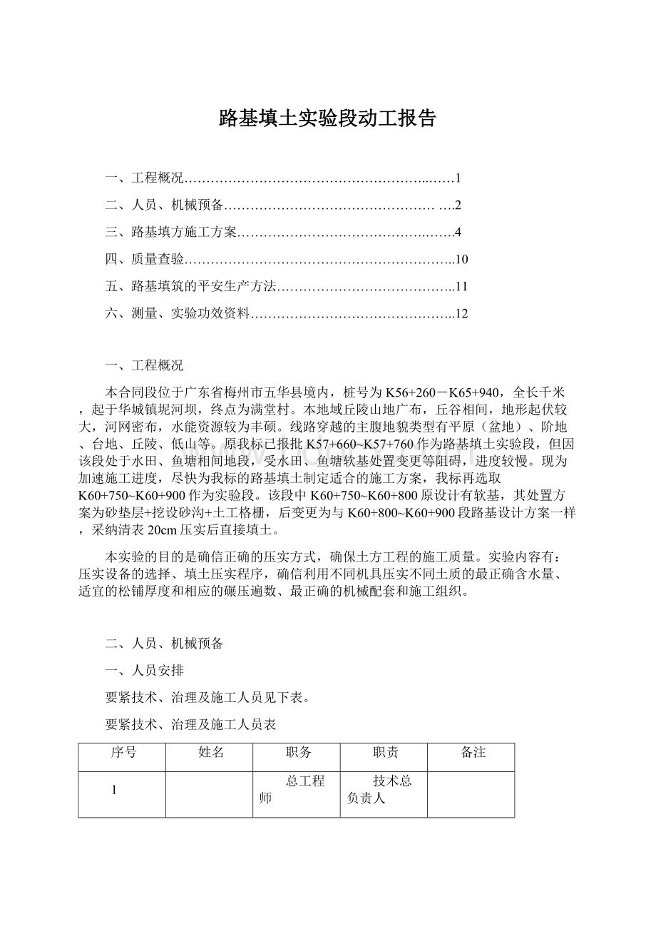 路基填土实验段动工报告.docx