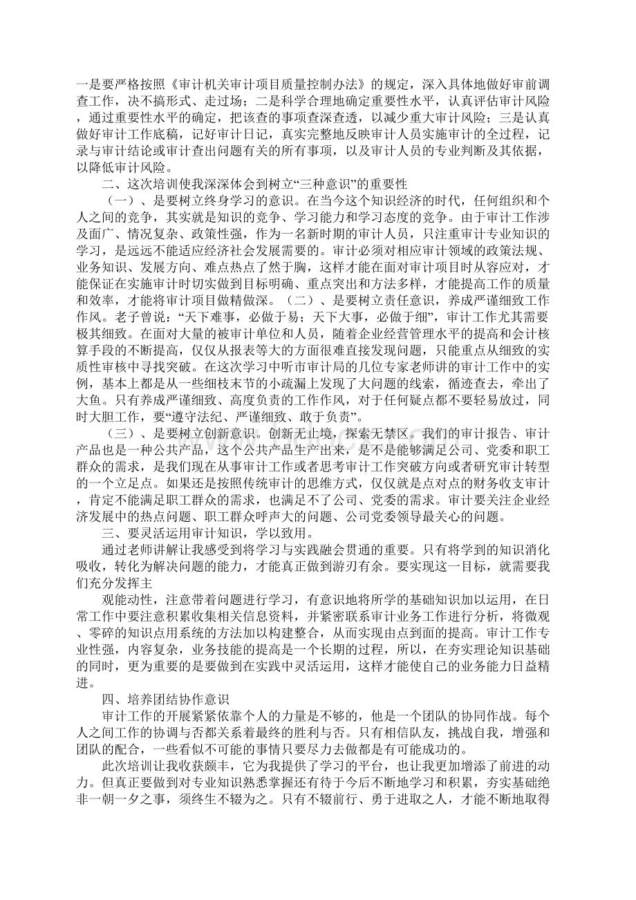 银行审计人员培训心得文档格式.docx_第3页