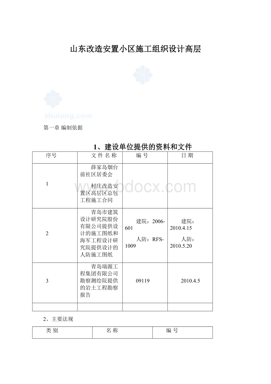 山东改造安置小区施工组织设计高层.docx