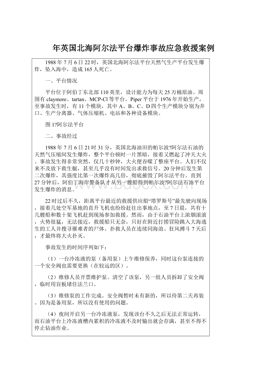 年英国北海阿尔法平台爆炸事故应急救援案例.docx_第1页