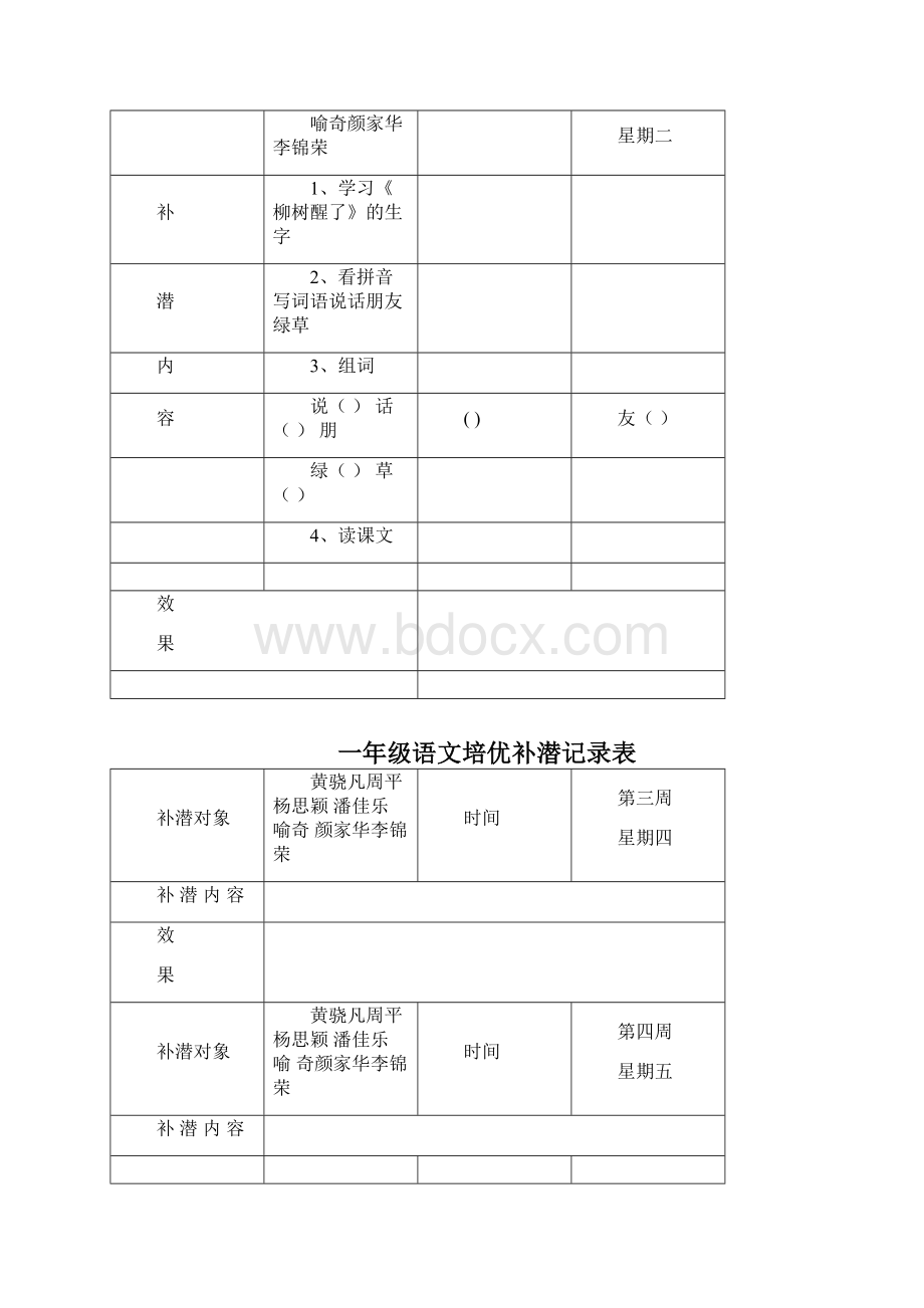 一年级语文培优补潜记录表Word下载.docx_第3页