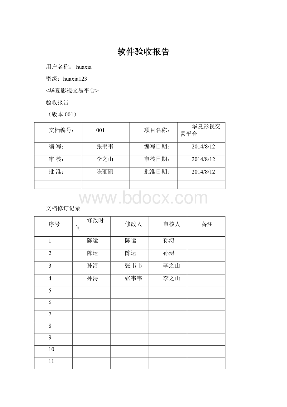 软件验收报告Word文档下载推荐.docx_第1页