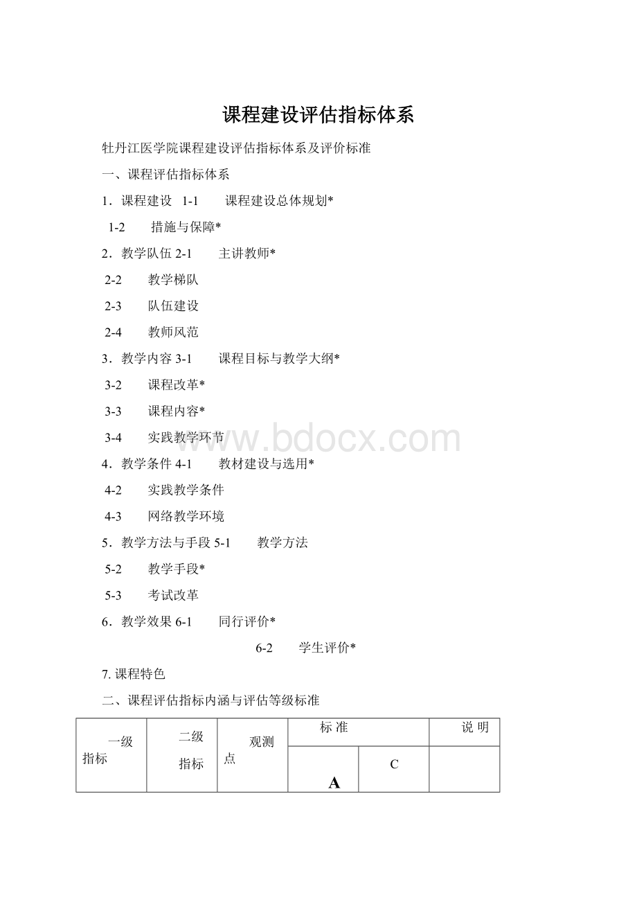 课程建设评估指标体系.docx_第1页