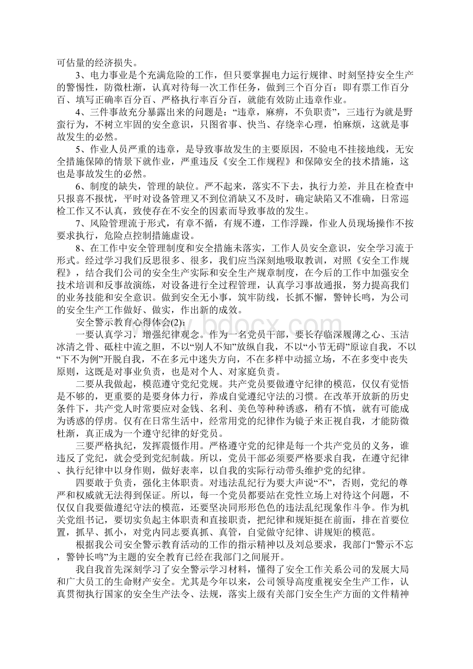 安全警示教育工作总结文档格式.docx_第2页