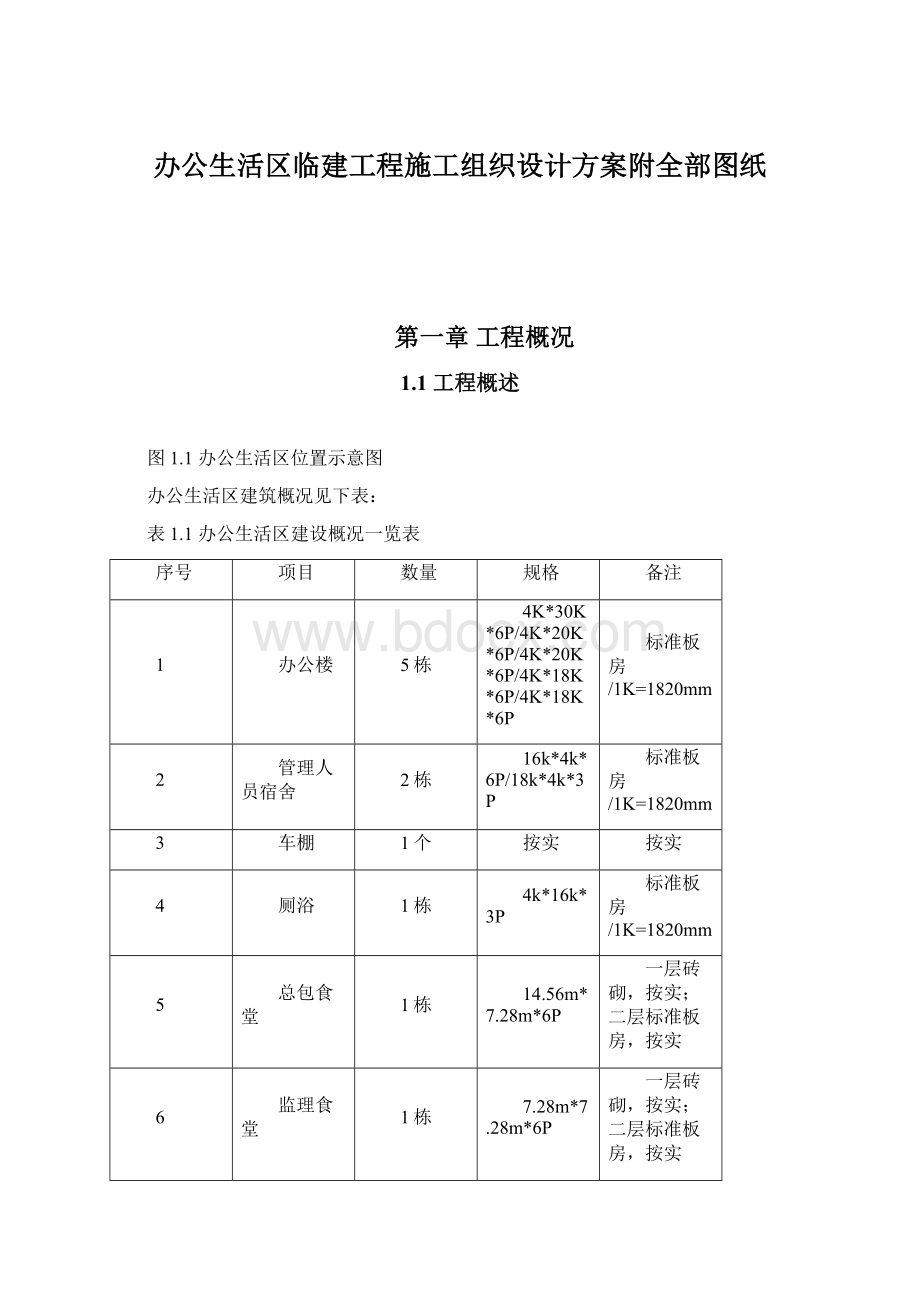 办公生活区临建工程施工组织设计方案附全部图纸Word格式文档下载.docx_第1页