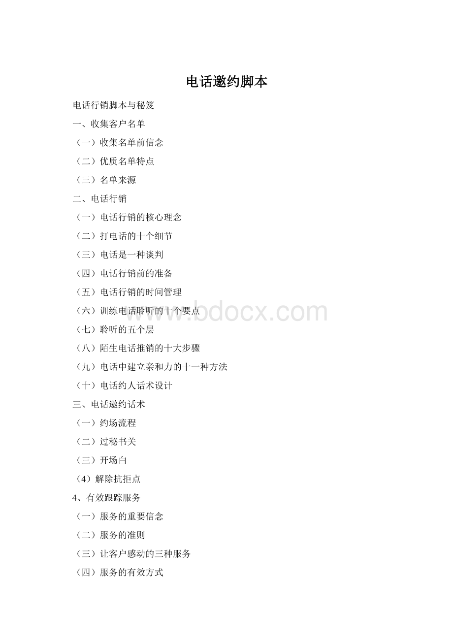 电话邀约脚本Word格式.docx
