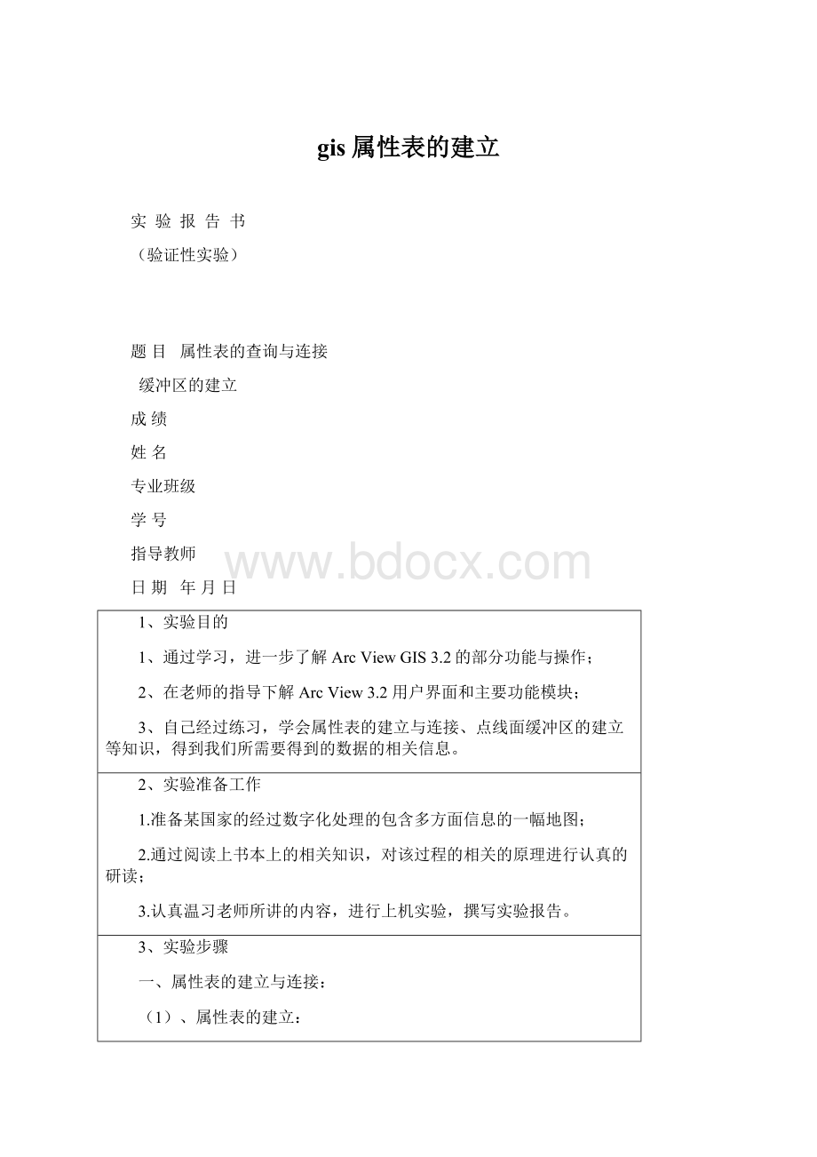 gis属性表的建立文档格式.docx