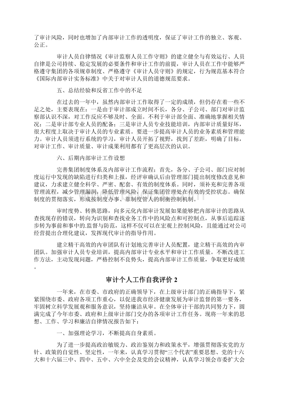 审计个人工作自我评价范文精选3篇.docx_第2页