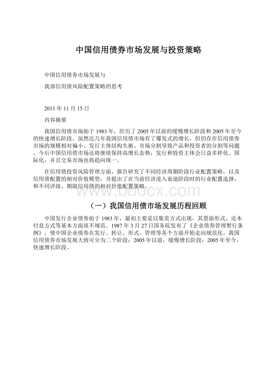 中国信用债券市场发展与投资策略.docx_第1页