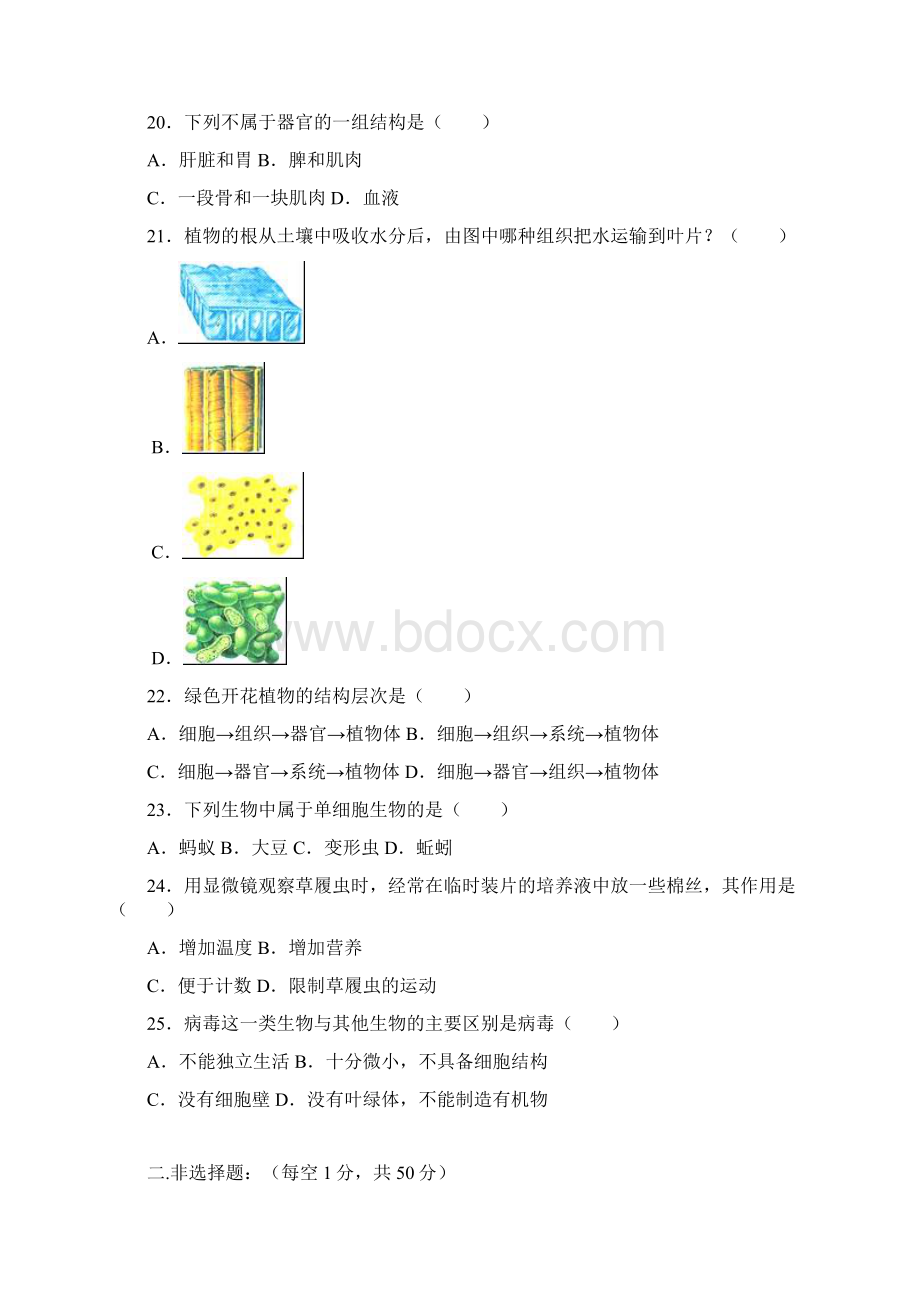 汇文中学初一上期中生物Word格式文档下载.docx_第3页