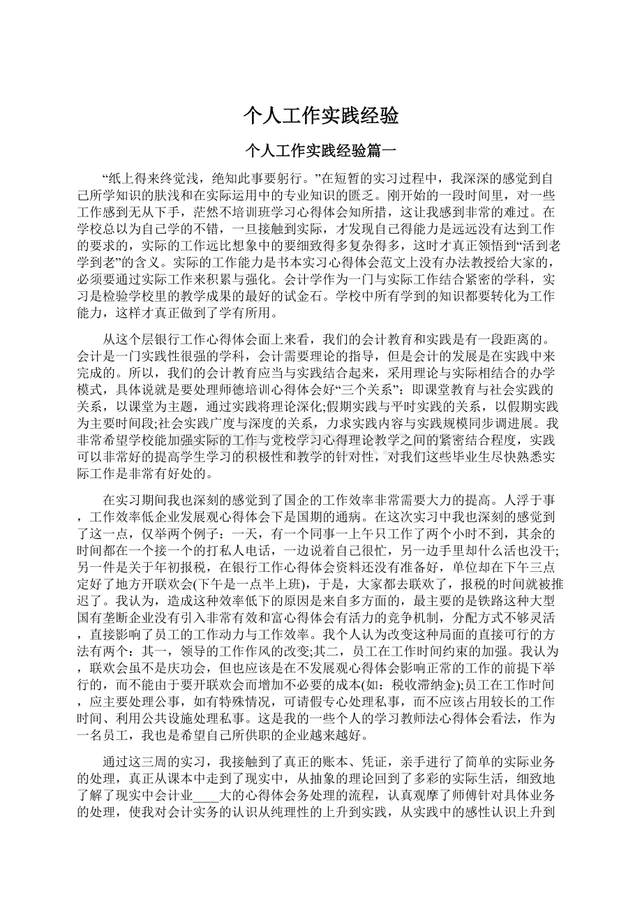 个人工作实践经验Word格式文档下载.docx