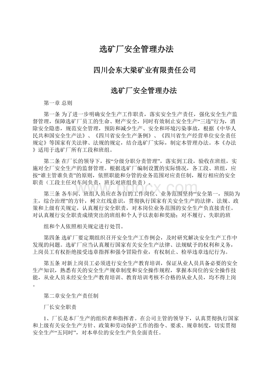 选矿厂安全管理办法Word格式文档下载.docx_第1页