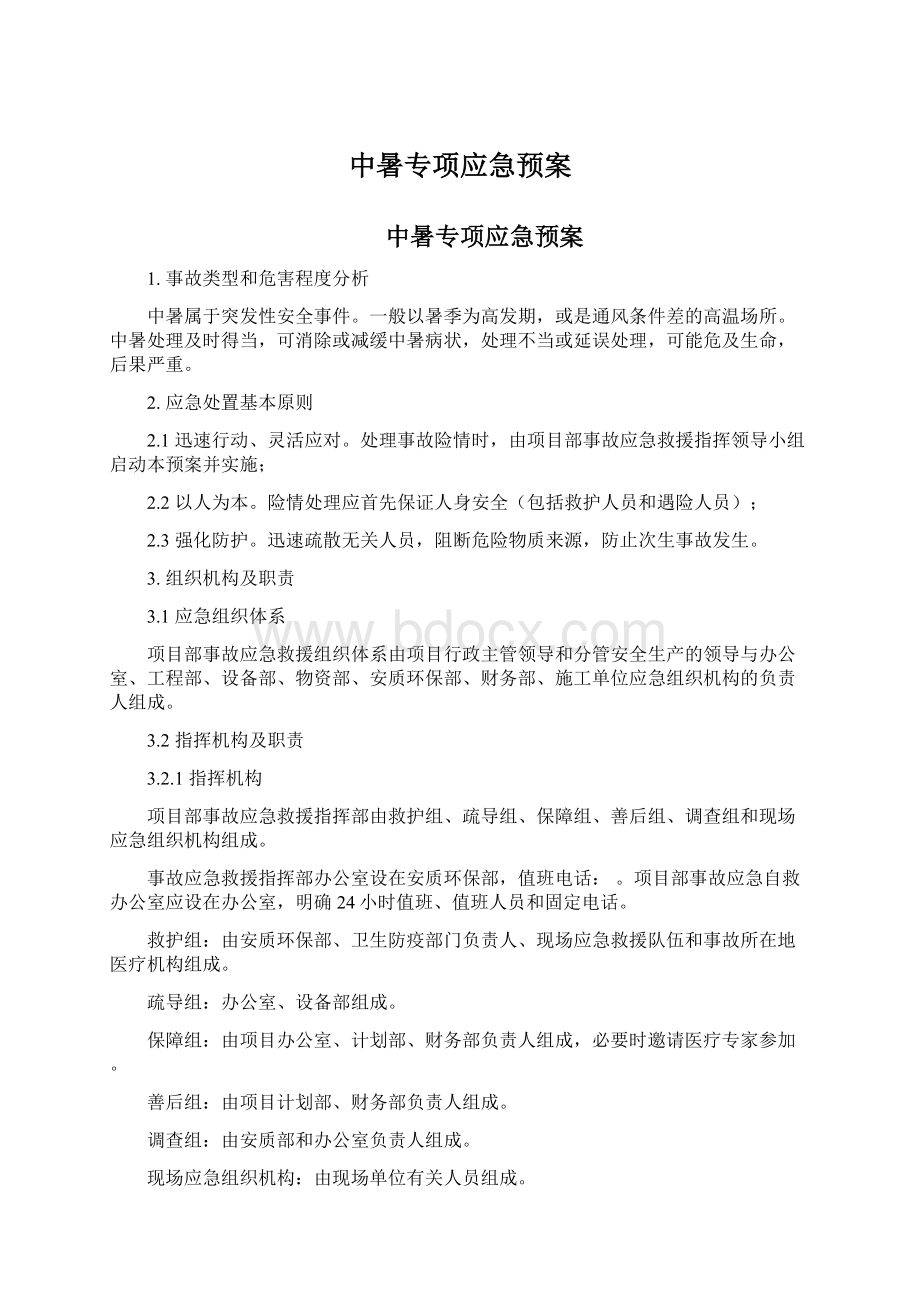 中暑专项应急预案Word格式文档下载.docx