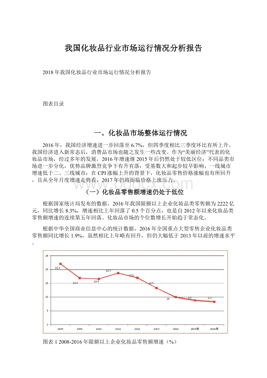 我国化妆品行业市场运行情况分析报告Word文档下载推荐.docx