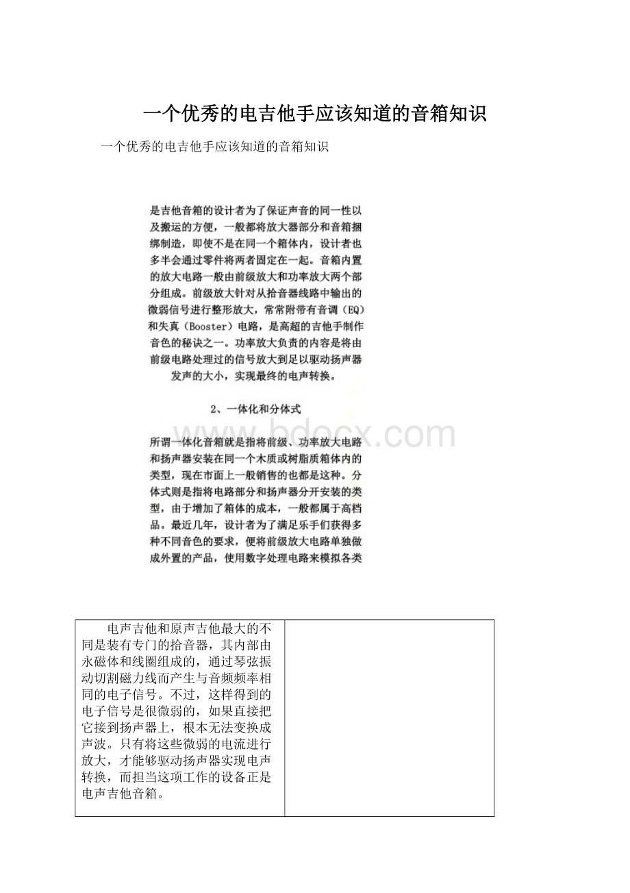 一个优秀的电吉他手应该知道的音箱知识文档格式.docx