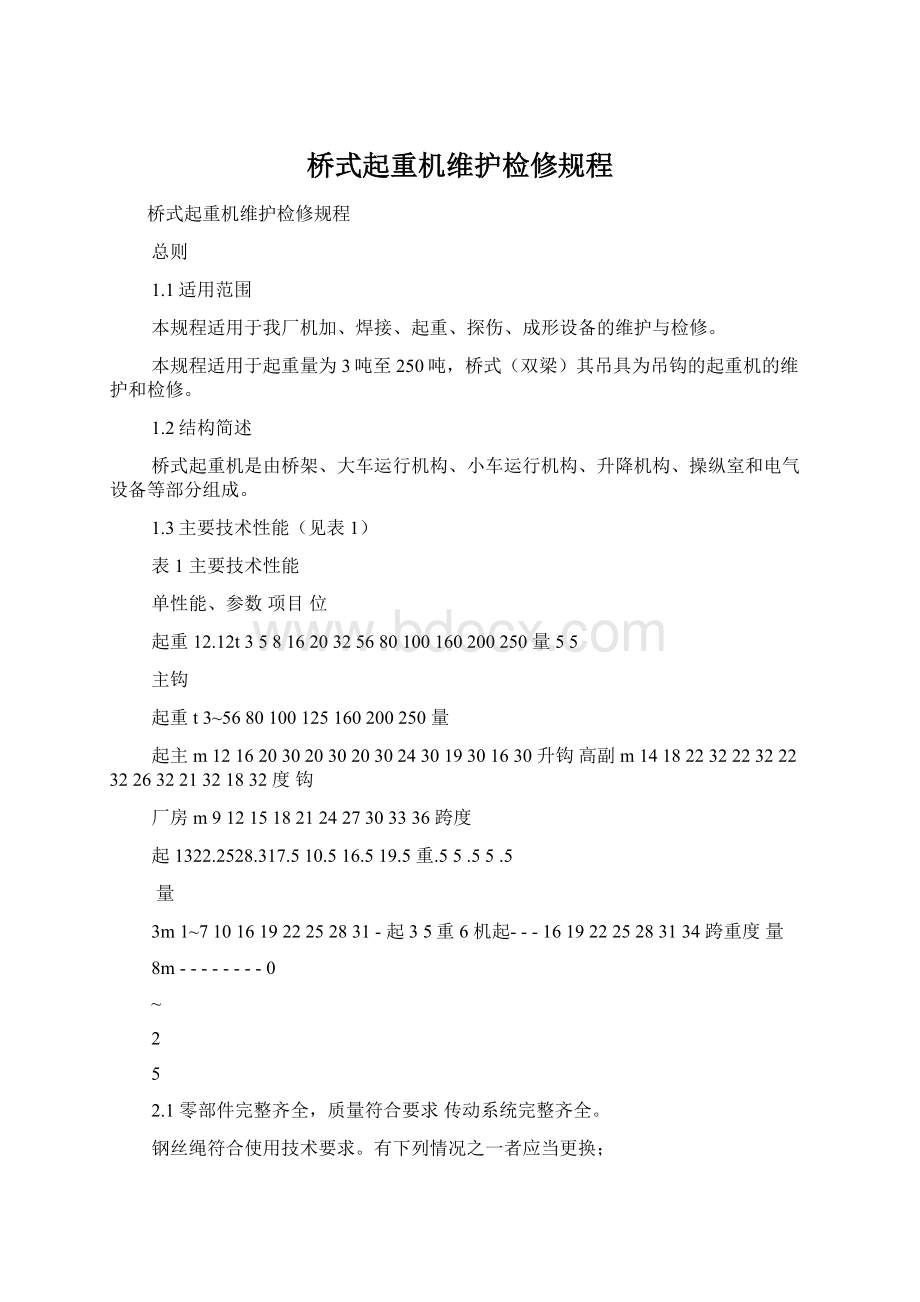 桥式起重机维护检修规程.docx