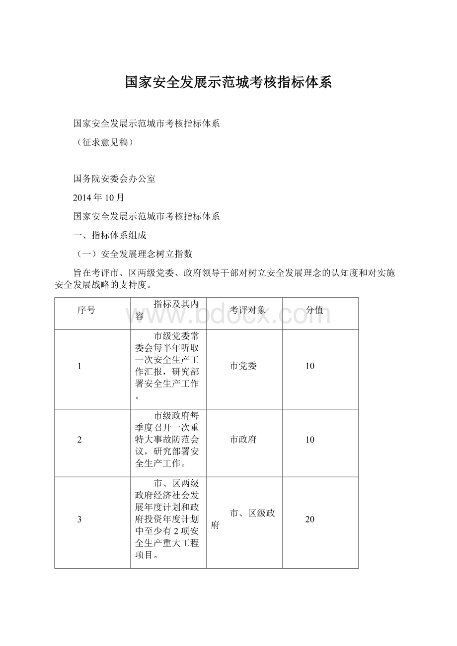 国家安全发展示范城考核指标体系.docx